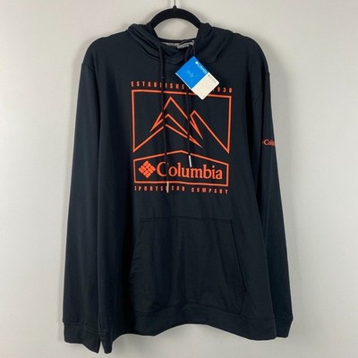 Columbia Hoodie Men XL Black Box Logo Pullover Long Sleeve