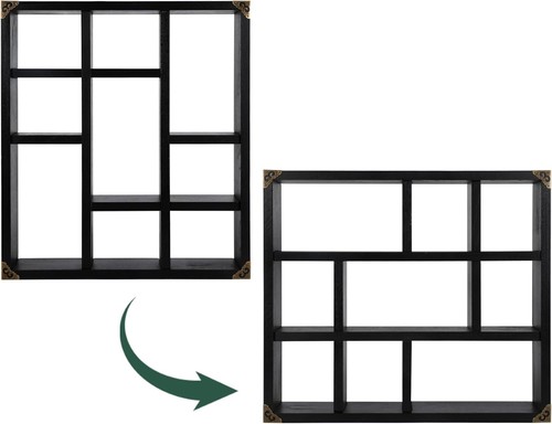 Exquisito Estante Caja Sombra 9 Ranuras - Expositor Flotante Rústico para Decoración Única - Imagen 7 de 11