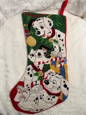 JOLLY JOLLY!  1990S VINTAGE DISNEY 101 DALMATIANS STOCKING ~ WAITING FOR SANTA!