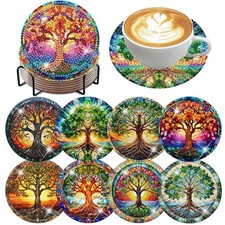 8 PCS Diamond Art Coasters Kits-Diamond Painting Coasters Kits Tree of Life