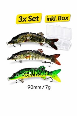 Hecht Wobbler Set 3x 90mm 7g inkl Box Kunstköder Swimbait Raubfisch Köder