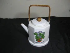 1979 M KAMENSTEIN AFRICAN VIOLET SAINTPAULIA IONATHA ENAMELWARE TEA POT KETTLE