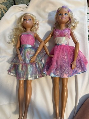 TWO Just Play Mattel Barbie Doll-My Play Barbie arms Bend No Shoes