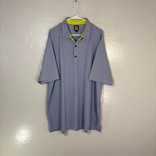 FootJoy Polo Shirt Mens 2XL Blue Stripe Golf Performance Stretch Short Sleeve