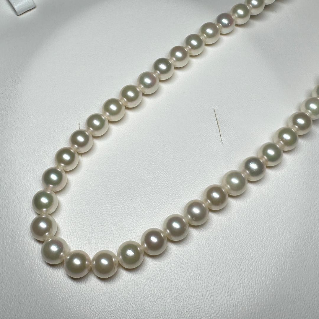 Akoya Pearl Necklace Silver White 6.5-6.8mm From Japan