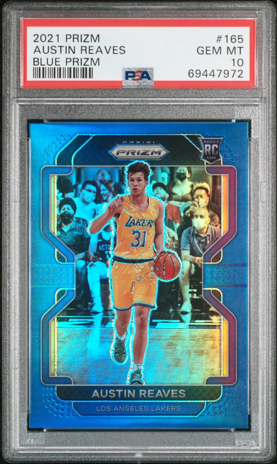 2021 Panini Prizm #165 Austin Reaves Blue Prizm RC /199 PSA 10 Lakers Rookie