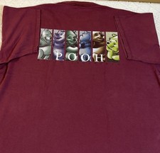Vintage 90s Walt Disney World Winnie The Pooh 2 Sided USA Made Maroon Shirt 2XL