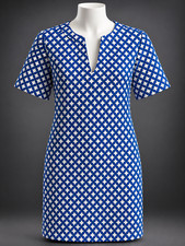 Tori Richard XS Blue Geometric Dress Hawaii Made Tradewind NWT $168 Resort Shift