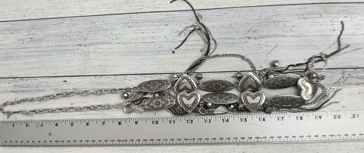 Zara Silver Tone Heart Chain Belt 40 in | eBay display picture 2