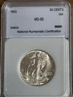 1943 Walking Liberty Half Dollar 50c Silver GEM BU 🔥N/R