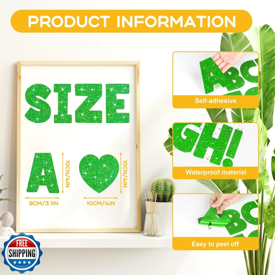 216 Pcs Bulletin Board Letters 24 Sheets Large Letter Stickers Glitter 4 Inch - Image 2 of 4