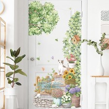 Cartoon Flower Plant Cat Wall Sticker Home Living Room Decor Vinyl Wall Decal