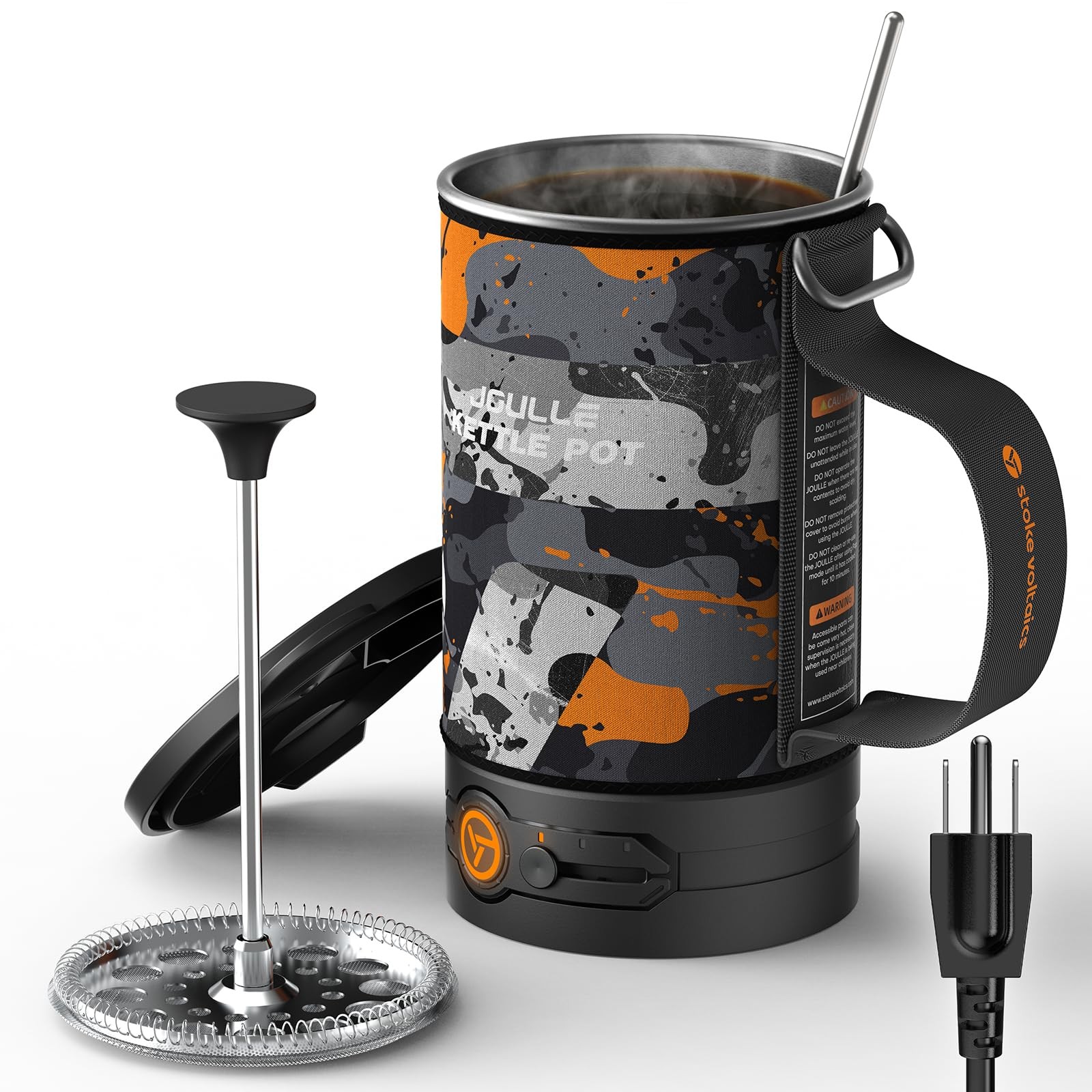 STOKE VOLTAICS Electric French Press Coffee Maker, 120V Normal, Camouflage 