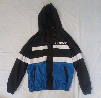 LA GEAR ZIP UP MENS M HOODED WINDBREAKER JACKET VINTAGE