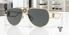 VERSACE VE2225 100287 Gold Grey 60 mm Men's Sunglasses