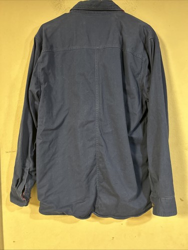 Camisa con botones forrada de franela azul Lands End para hombre talla mediana chaqueta abotonada - Imagen 4 de 4