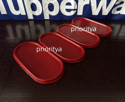 Tupperware Modular Mates Replacement Oval Seal Lid #1616 Dark Red Set of 4 New