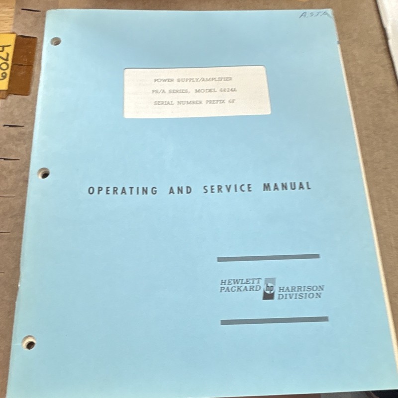 Hewlett-Packard Power Supply/Amplifier PS/A Series 6824A operating manual