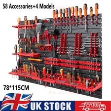 WALL MOUNTED TOOL PEG BOARD 1152mm x 780mm 58+4 elements GARAGE STORAGE BINS