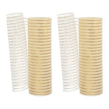 2 Pcs Decorative Mesh Ribbon, 10" x 10 Yard Mesh Ribbon Roll, White/Gold