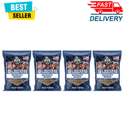 4pk Pit Boss 100% All-Natural Hardwood Hickory Blend BBQ Grilling Pellets, 20lb
