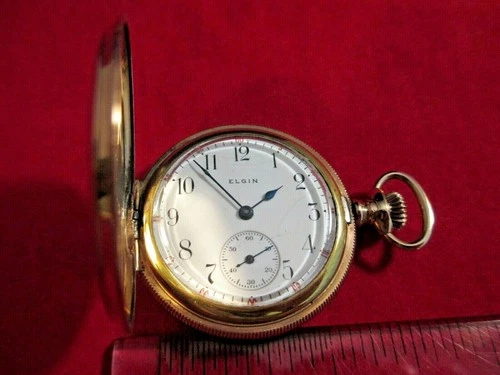 Antique Elgin Illinois 1911 Pocket Watch  size 0s 7j  Running Gold Filled 40g