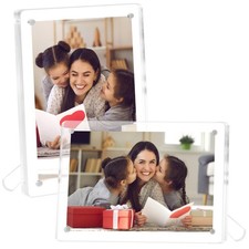 FIXSMITH 2 Pack 4x6 Acrylic Picture Frames, Clear Magnetic 4" 6",