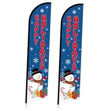 2 Set Feather Flag 12 ft Outdoor Advertising Display Sign Happy Holidays