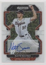 2022 Panini Prizm Draft Picks White Donut Circle 28/50 Nate Savino Auto 4g8