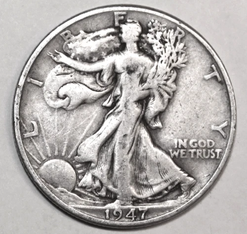 1947-D Walking Liberty Half Dollar - Very Fine - #0324EC FREE SHIPPING