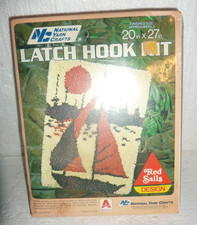 Vintage National Yarn Crafts Sailing Red Sails Latch Hook Kit R102 New In Box