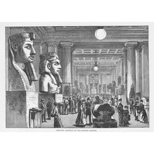 LONDON Electric Lighting at the British Museum - Antique Print 1890