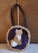 Vintage Gymboree AUTUMN HIGHLANDS FOX Purse Girls Tan Deep Plum Purple EUC