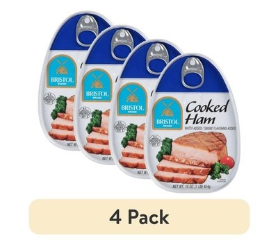 (4 Pack) Bristol Smoke flavor Cooked Ham, high Protein, 16 Oz aluminum can