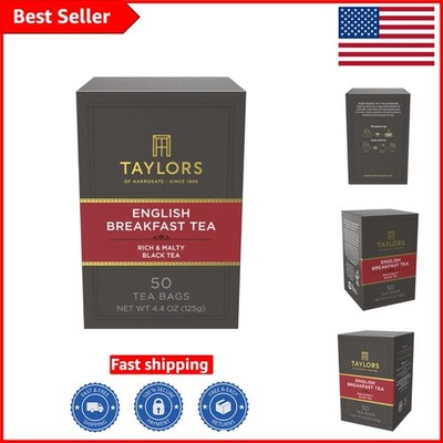 Caffeinated English Breakfast Tea in Pillow Bags - 50 Count, Perfect Hot or Iced