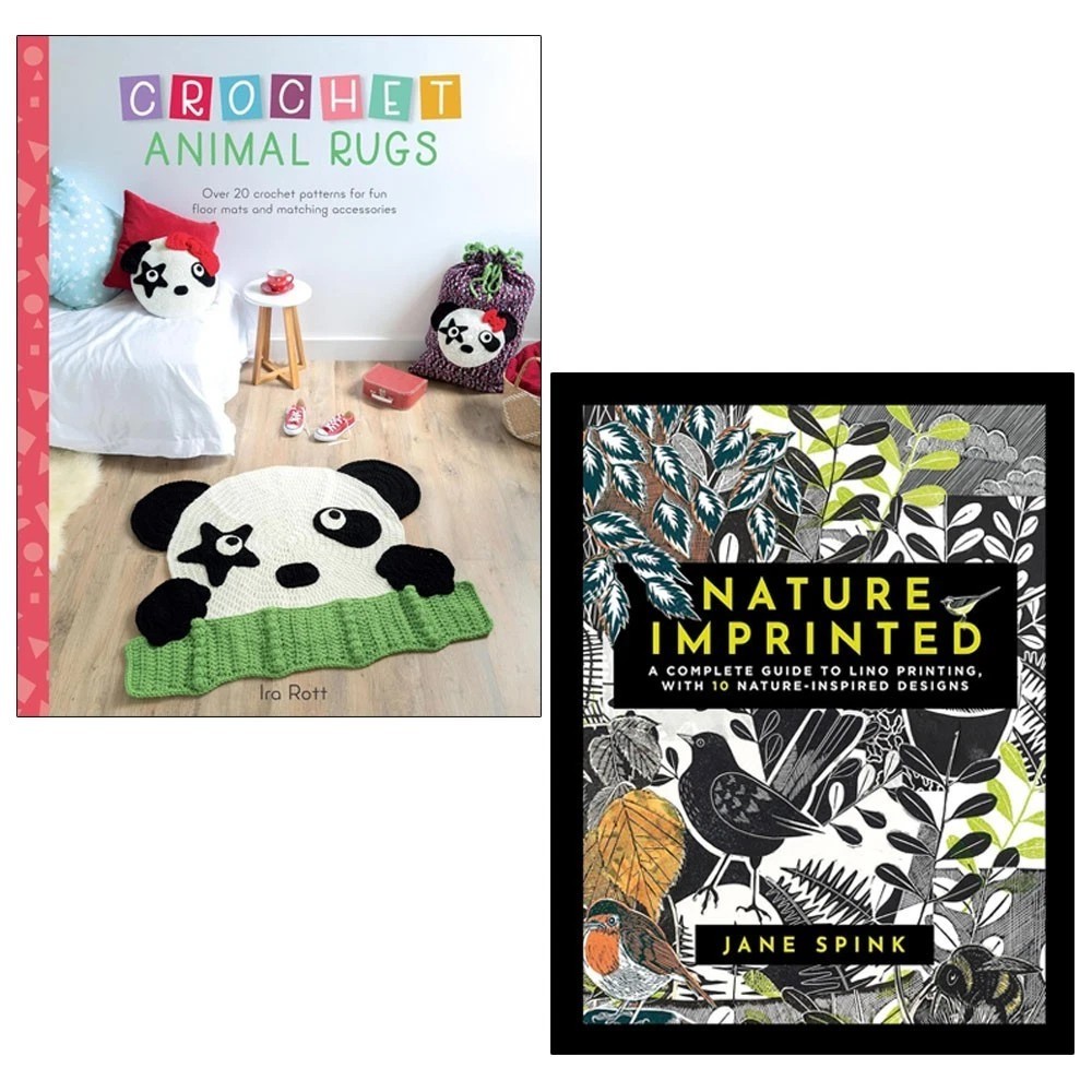 Nature Imprinted Hardcover,Crochet Animal Rugs 2 Books Collection Set
