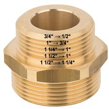 Reduziernippel Messing, beidseitig flachdichtend 3/4" bis 1 1/2"