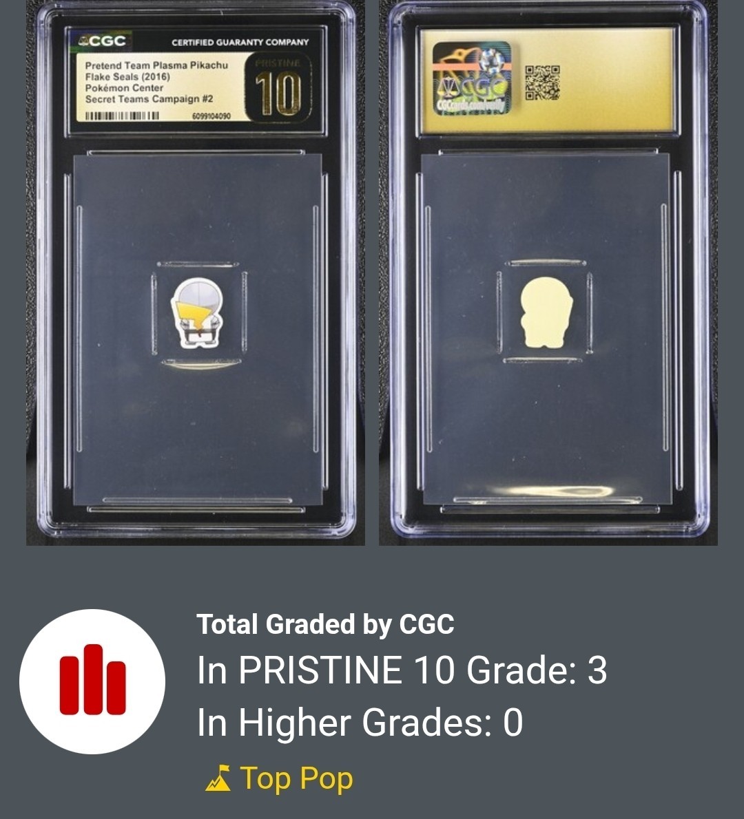 CGC10 PRISTINE ポケモン ピカチュウ ステッカー CGC Pristine 10 Pikachu 2016 Pokemon Center Flake Seals Pretend