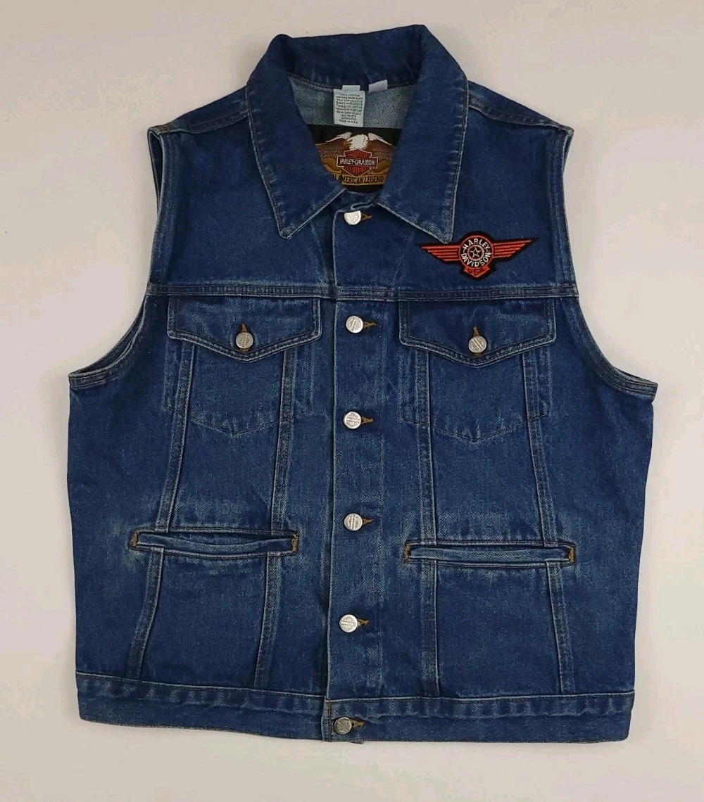 Vintage 90s Harley Davidson Denim Blue Jean Vest Jacket Biker Made In USA Logo S
Opens in a new wind