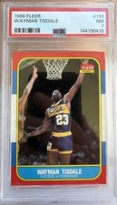 1986 Fleer Basketball #113 Wayman Tisdale Rookie Card Indiana Pacers PSA 7 NM. rookie card picture