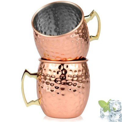 2x Moscow Mule Becher, Kupferbecher, Tassen 530ml Handgefertigt Kupfertassen