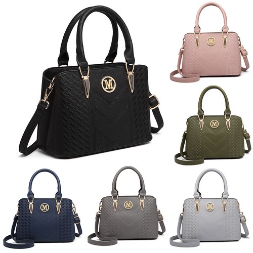 Ladies Faux Leather Shoulder Cross Body Bag Women Medium Tote Handbag - Picture 2 of 50