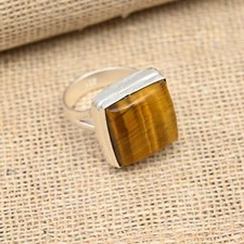 Wonderful Tiger's Eye Gemstone Handmade 925 Sterling Silver Ring Jewelry