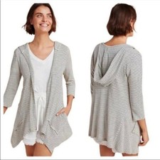 Saturday Sunday Anthropologie Striped Hoodie Asymmetric Knit Open Jacket XS