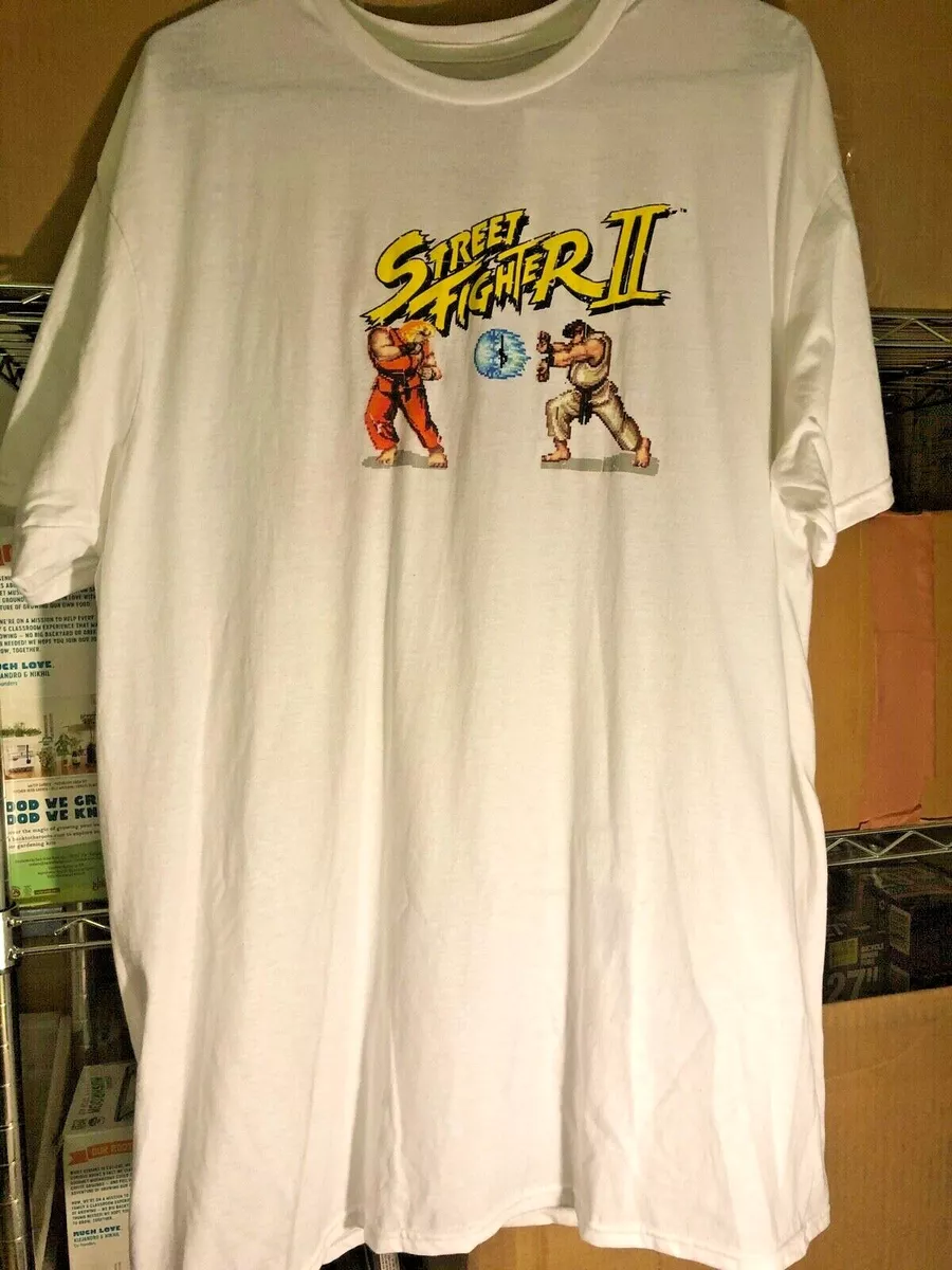 Street Fighter II Licensed Shirt T-Shirt Tee White Video Game Gamer Capcom 90's