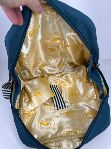 Lacoste backpack travel carry bag green white adjustable straps laptop pouch - Foto 11 di 14