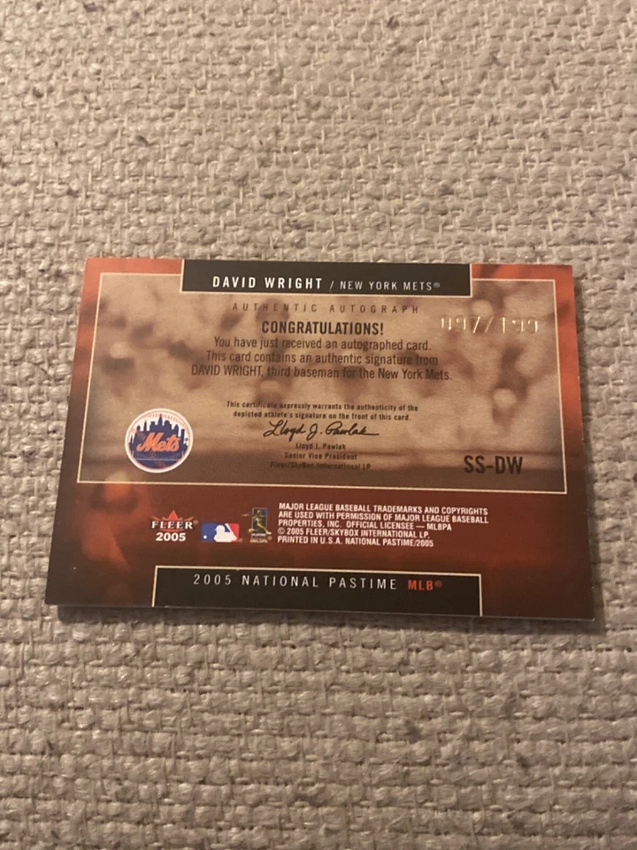 David Wright 2005 national pastime signature swings #97/199 - Image 2 of 2