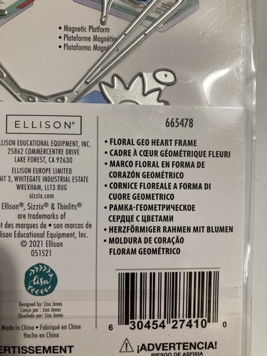 Sizzix Thinlits Dies By Lisa Jones 9/Pkg-Floral Geo Heart Frame -665478 - Picture 3 of 3