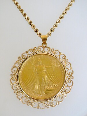 Outstanding! 14K Yellow Gold Bezel Set Double Eagle Gaudens