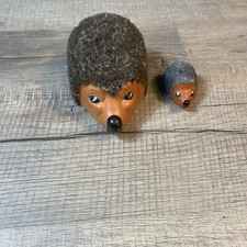 Vintage Hedgehog Flocked Friction Toy Nunu Baby 936 937 Made In West Germany